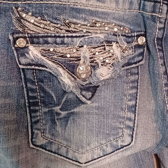 Miss Me Jeans, Size 29, Mid-Rise, Bootcut, 34W x 27L, Bedazzled - Picture 7 of 9